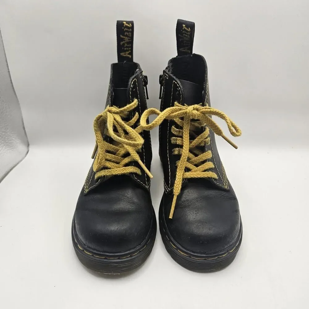 Dr. Doc Martens Kids 1460 Pascal T Black Combat Boots Grunge Alt Punk Size US 10